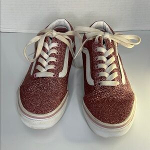 Vans Girls Old Skool Pink Glitter Low Top Lace Up Shoes ~Sz 5~
